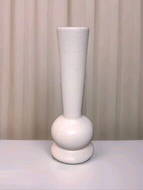 Vintage Niloak Pottery Speckled White Bud Vase 7.25" Tall